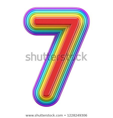 [[stock_photo]]: Concentric Rainbow Number 7 Seven 3d