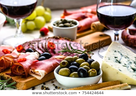 Stok fotoğraf: Italian Antipasti Wine Snacks Set Antipasto Catering Platter