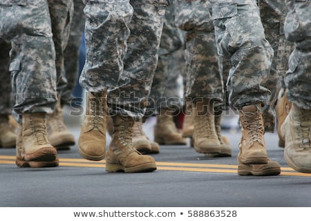 Stockfoto: Army Soldiers Marching On Military Parade