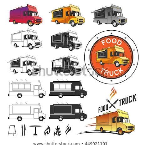Stockfoto: Color Vintage Food Truck Emblem