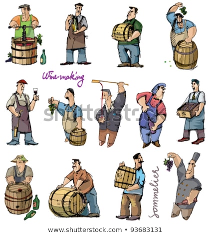 Stock foto: Seniors Wine Tasting Illustration