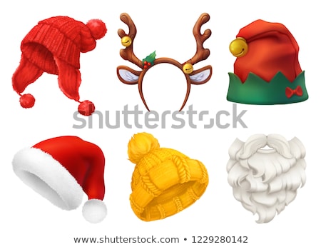 ストックフォト: Reindeer In Santa Claus Hat Christmas Sign Cartoon