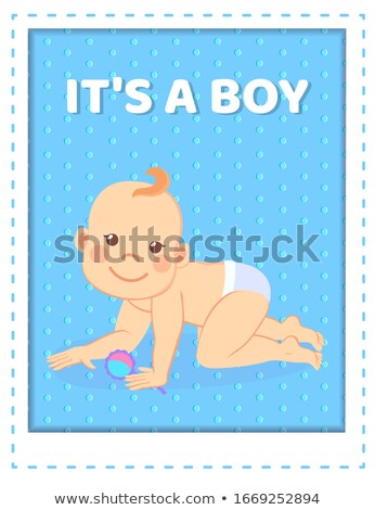 [[stock_photo]]: Its Boy Greeting Card Baby Of Six Month On Knees