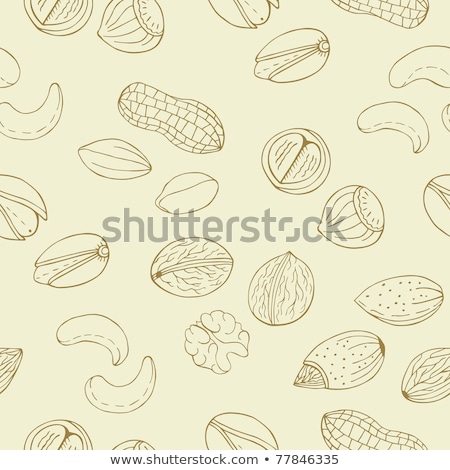 Foto stock: Seamless Pattern With Almonds Peanuts Hazelnuts Walnuts Whole