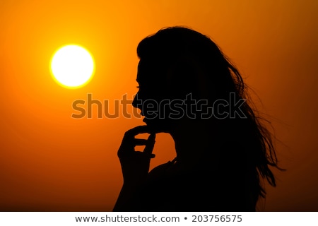 Foto stock: Bikini Woman Silhouette Isolated On White