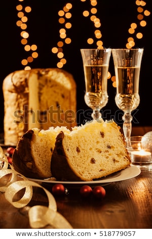 Foto stock: Italian Christmas With Spumante And Panettone