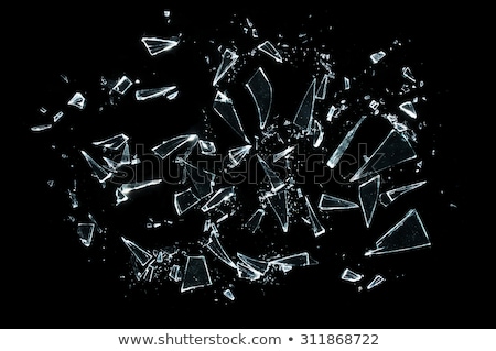 Stock fotó: Pieces Of Sharp Shattered Glass On Black