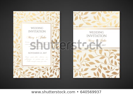 Stok fotoğraf: Vintage Golden Invitation Cover With Lace Decoration