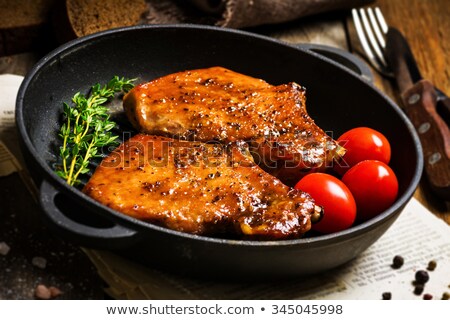 Stok fotoğraf: Marinated Pork Chop And Vegetables