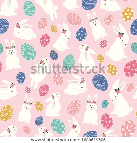 Foto stock: Happy Easter Seamless Wallpaper Vector Illustration