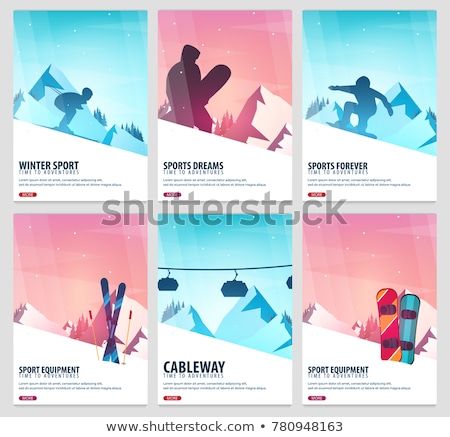 Stock fotó: Winter Sport Ski And Snowboard Mountain Landscape Snowboarder In Motion Vector Illustration