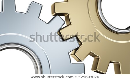 [[stock_photo]]: Steel Industry On Golden Cog Gears 3d Illustration