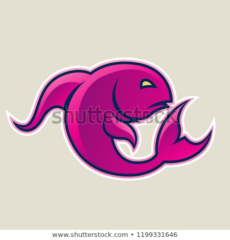 Stock photo: Magenta Curvy Fish Or Pisces Icon Vector Illustration