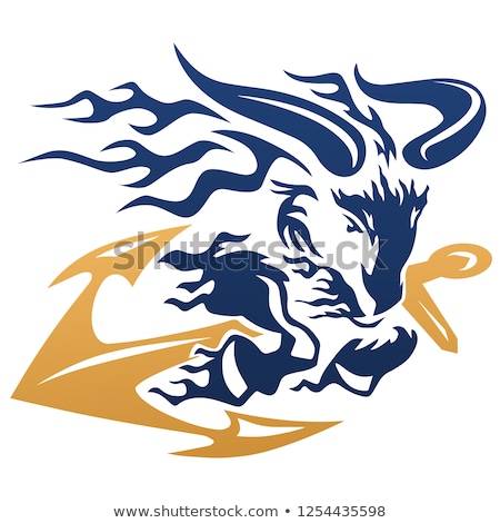 Stock fotó: Goat Ram With Ships Anchor Blue And Gold Color Vector Illustration