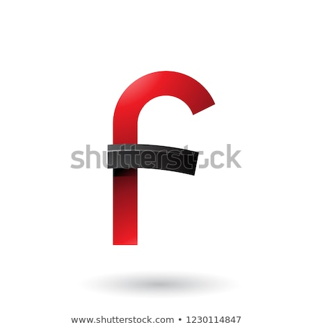 Foto stock: Red And Black Bold Curvy Letter F Vector Illustration