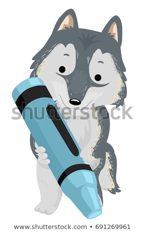 Stockfoto: Cute Arctic Wolf Crayon