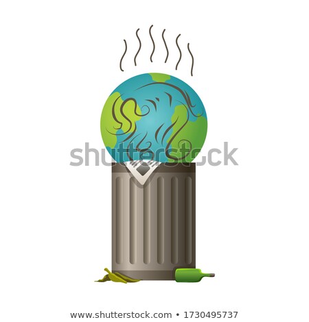 Foto stock: Earth Global Warming Vector Planet At The Landfill Warning Ecology Poster Concept Global Drought