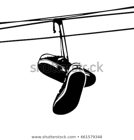 [[stock_photo]]: Sneakers Hanging On A Telephone Line