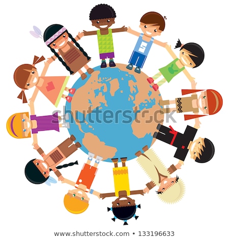 Stockfoto: Many Children Holding Their Hands Around Earth