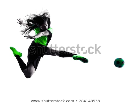 Foto stock: Woman With Football On White