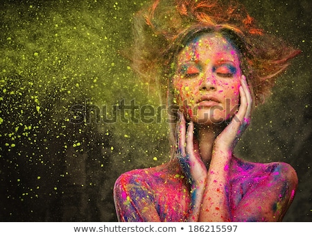 Stock foto: Young Woman Muse With Creative Body Art And Hairdo