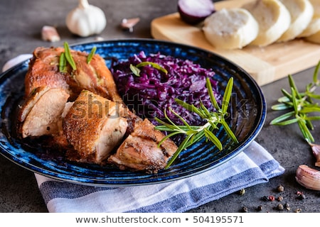 Foto stock: Roast Duck Red Cabbage And Dumplings