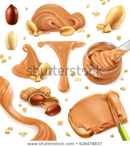 Foto d'archivio: Peanuts Peanut Butter - Food Vector Icons Set