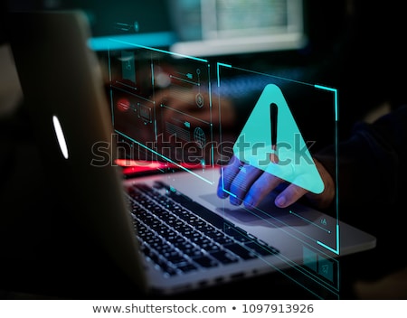 Сток-фото: Computer Hacker Working On Laptop Programming Bugs And Viruses