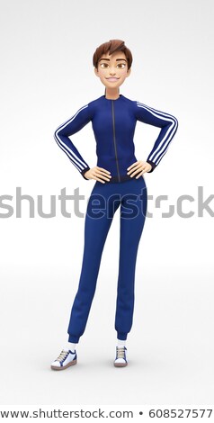 Zdjęcia stock: Inviting And Happy Jenny - 3d Character - Smiling And Kind In Relaxed Manner