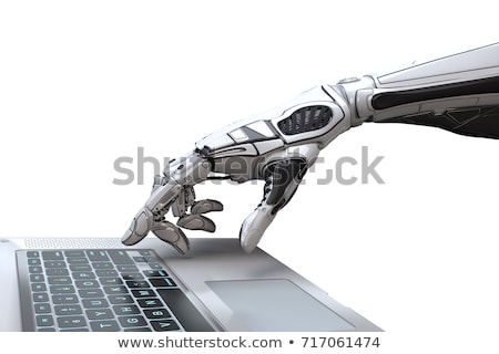 Foto stock: Robot Typing On Laptop