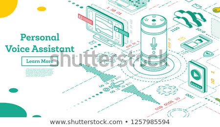 Foto stock: Personal Voice Assistant Isometric 3d Landing Page