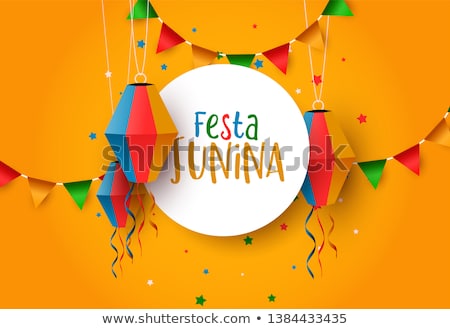 Foto stock: Festa Junina Card Of Colorful Paper Balloons