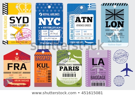 Stok fotoğraf: Luggage Traveling Bags With Stickers Set Vector