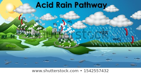 Stock fotó: Diagram Showing Acid Rain Pathway