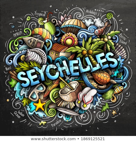 Seychelles Hand Drawn Cartoon Doodles Illustration Funny Travel Design Сток-фото © balabolka