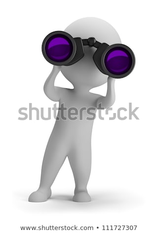 Stock fotó: 3d Small People - Looking Through Binoculars