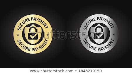 Stock foto: Secure Transaction Golden Vector Icon Button