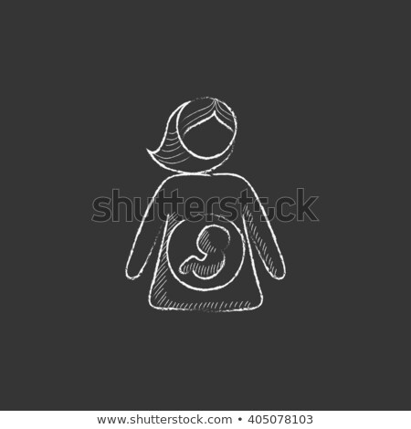 Foto stock: Baby Fetus Inside Of Womb Icon Drawn In Chalk