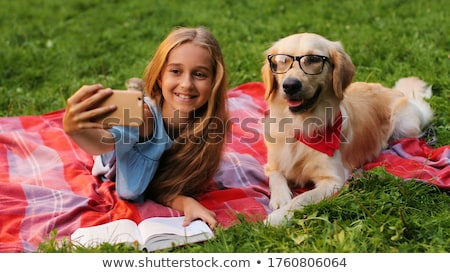 Stok fotoğraf: Little Girl And Her Dog