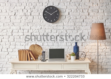 Stok fotoğraf: Black Clock Hanging On The Wood Wall