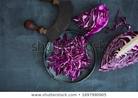 Stockfoto: Half Of Chopped Cabbage In Studio Shot