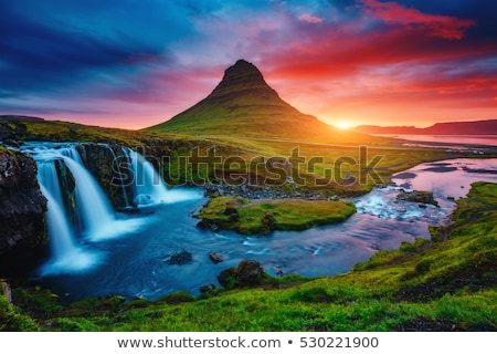 Сток-фото: Fantastic Evening With Kirkjufell Volcano Location Famous Place