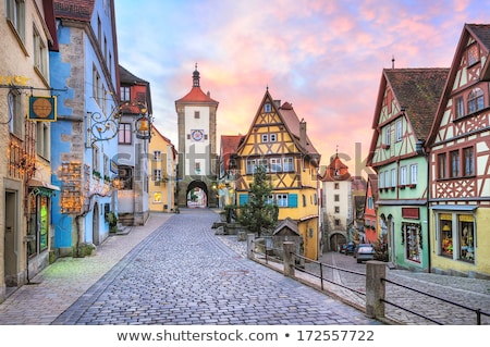 Stok fotoğraf: Panorama Of Rothenburg At Sunrise