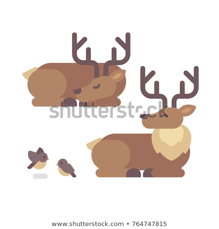 商業照片: Deer Lying Down Flat Illustration Santa Claus Reindeer Sleeping