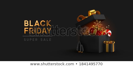 Foto stock: Black Friday Sale Banner With Presents In Boxes