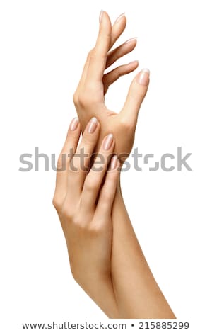 Stock fotó: Beautiful Female Finger Nails With Natural Nail Closeup On Petal