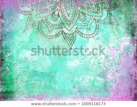 Сток-фото: Green Background With Mandala Patterns