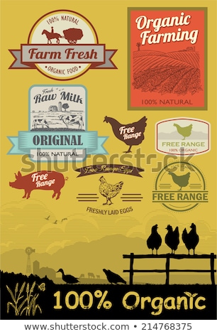 Stock fotó: Set Of Free Range Stamps