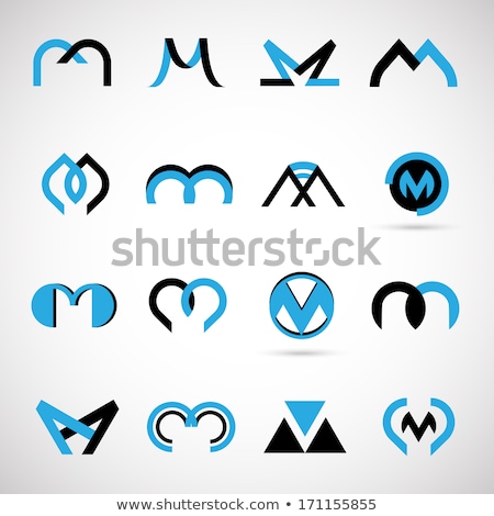 Foto stock: Blue Grey Letter M Logo Vector