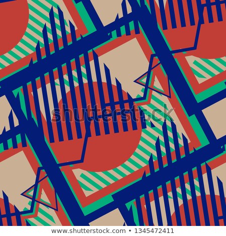 Сток-фото: Vector Seamless Zigzag Lines And Circles Multicolor Geometric Pattern